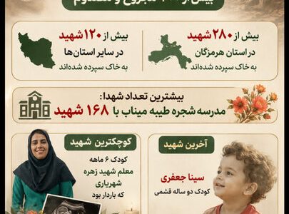 اینفوگرافیک؛ تعداد شهدای استان هرمزگان بر اثر حملات آمریکای جنایتکار